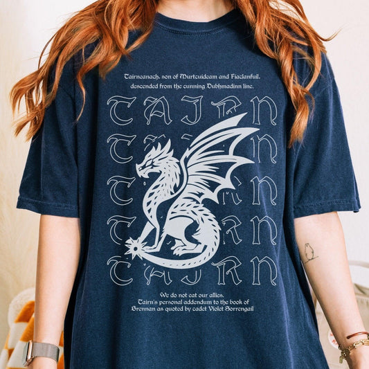 Tairneanach We Don't Eat Our Allies Tee Shirt - The Bean Workshop - box tee, fourth wing, rebecca yarros, tairn, Tairneanach