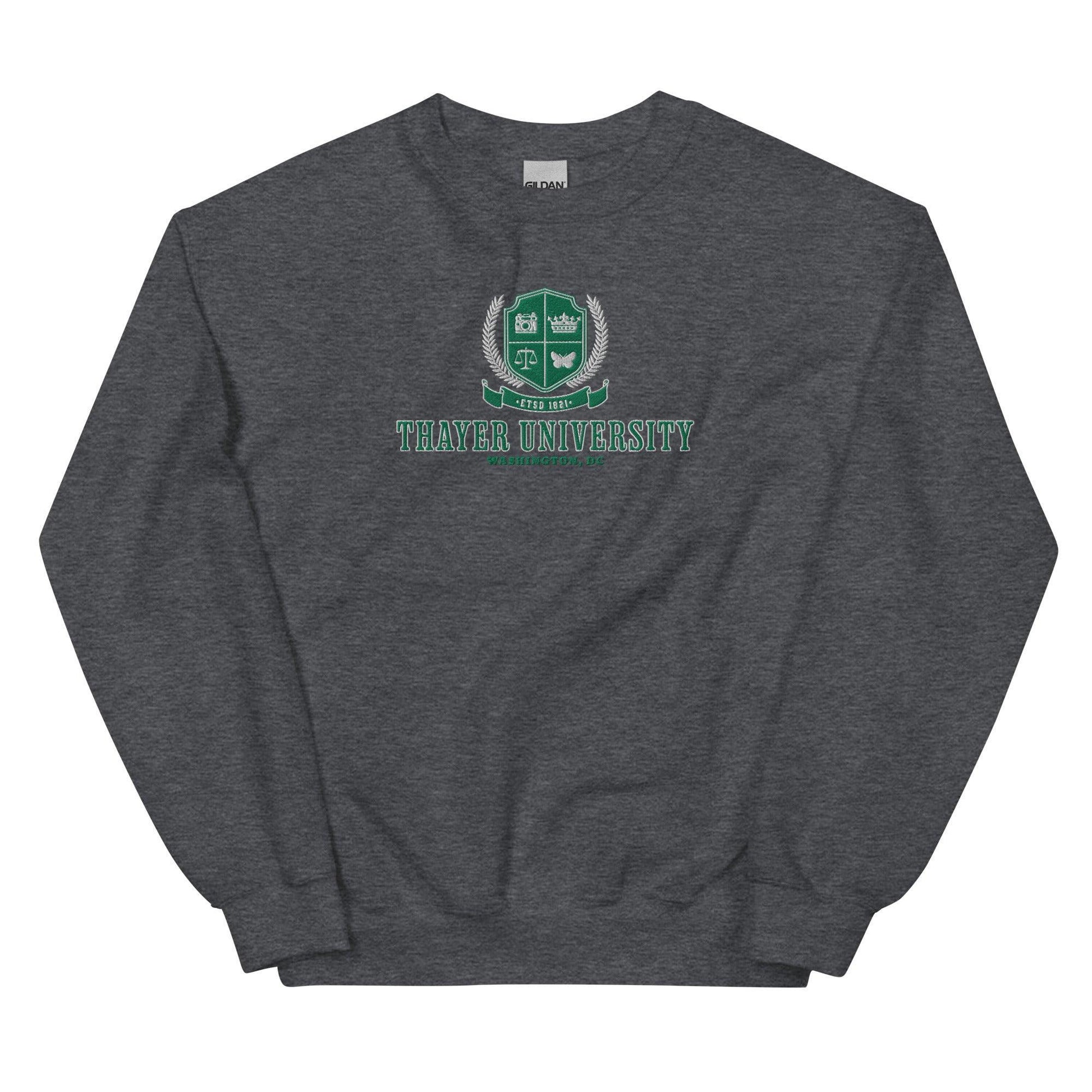 Thayer University Embroidered Sweatshirt - The Bean Workshop - ana huang, embroidered, sweatshirt, twisted