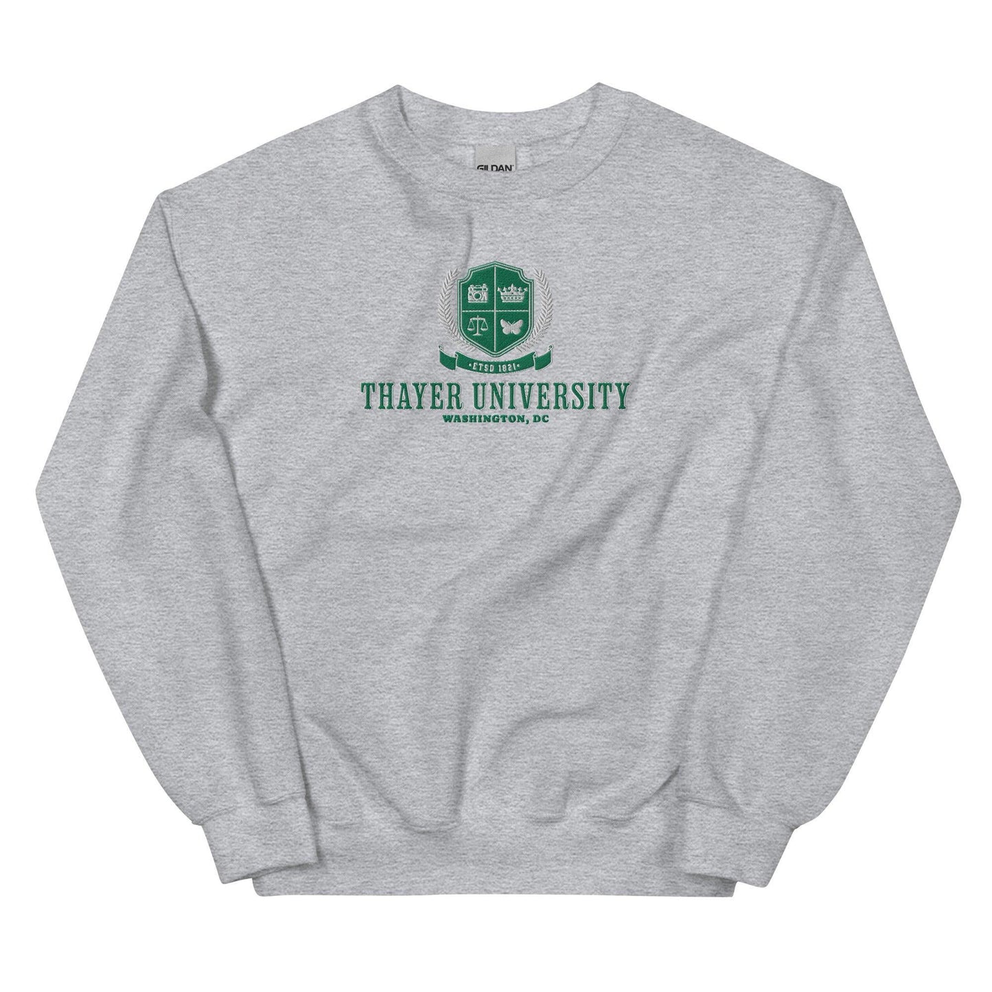 Thayer University Embroidered Sweatshirt - The Bean Workshop - ana huang, embroidered, sweatshirt, twisted