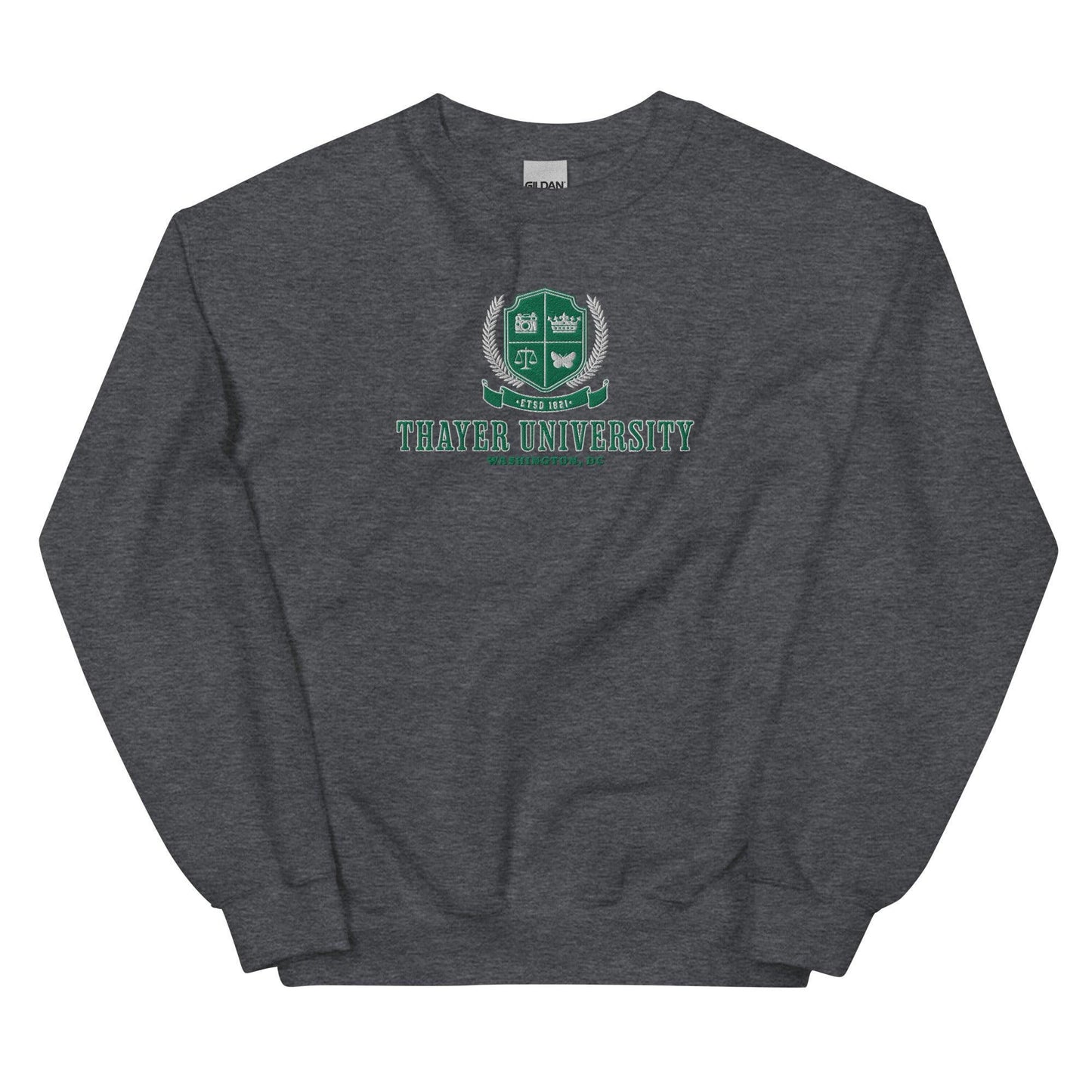 Thayer University Embroidered Sweatshirt - The Bean Workshop - ana huang, embroidered, sweatshirt, twisted