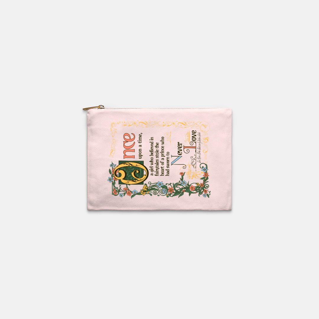 The Ballad of The Archer and The Fox Kindle Bag | Once Upon a Broken Heart E-Reader Pouch - The Bean Workshop - Coquette Aesthetic, E-reader Pouch, Evangeline Fox Merch, Fairytale Core, Illuminated Manuscript Design, Makeup Zipper Bag, ouabh, Pink Kindle Bag, Pink Kindle Sleeve for Fantasy Readers, Stephanie Garber Once Upon a Broken Heart, The Ballad of Never After Gift, Travel Accessory, Whimsical Cosmetic Bag with Quote