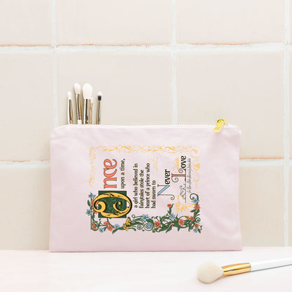 The Ballad of The Archer and The Fox Kindle Bag | Once Upon a Broken Heart E-Reader Pouch - The Bean Workshop - Coquette Aesthetic, E-reader Pouch, Evangeline Fox Merch, Fairytale Core, Illuminated Manuscript Design, Makeup Zipper Bag, ouabh, Pink Kindle Bag, Pink Kindle Sleeve for Fantasy Readers, Stephanie Garber Once Upon a Broken Heart, The Ballad of Never After Gift, Travel Accessory, Whimsical Cosmetic Bag with Quote
