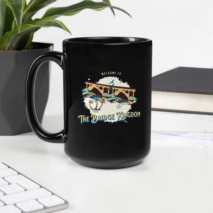 The Bridge Kingdom Black Glossy Mug - The Bean Workshop - black mug, Bookish Accessories, Coffee mug, Danielle L. Jensen, Eranahl Aren Kertell, Mug, The Bridge Kingdom
