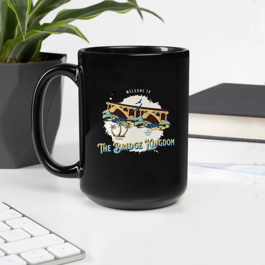 The Bridge Kingdom Black Glossy Mug - The Bean Workshop - black mug, Bookish Accessories, Coffee mug, Danielle L. Jensen, Eranahl Aren Kertell, Mug, The Bridge Kingdom