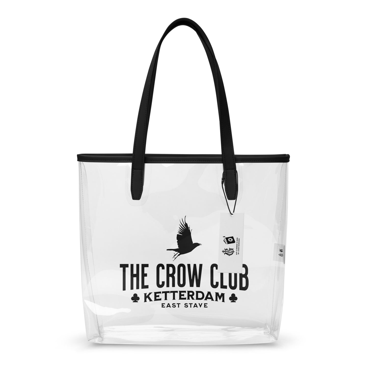 The Crow Club Clear Tote Bag - The Bean Workshop - Book Lover Tote, Bookish Accessory, Canvas Shopper, Fantasy Book Merch, Grishaverse accessory, Kaz Brekker, Ketterdam fan gift, Leigh Bardugo literary merch, Library Bag, Six of Crows book bag for readers, The Crow Club tote bag, The Dregs, Vintage Aesthetic