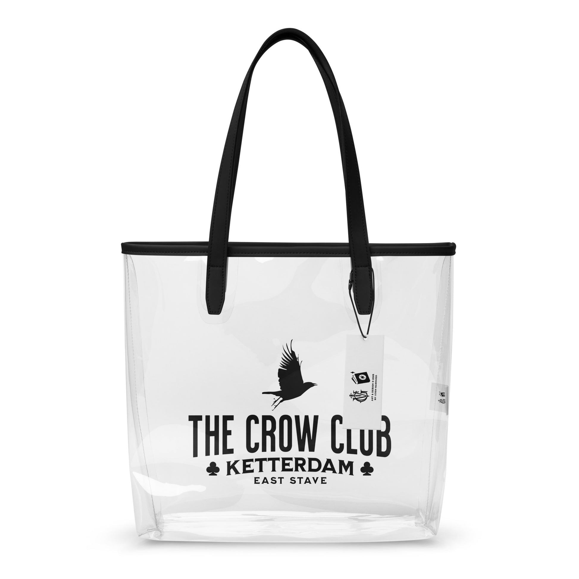 The Crow Club Clear Tote Bag - The Bean Workshop - Book Lover Tote, Bookish Accessory, Canvas Shopper, Fantasy Book Merch, Grishaverse accessory, Kaz Brekker, Ketterdam fan gift, Leigh Bardugo literary merch, Library Bag, Six of Crows book bag for readers, The Crow Club tote bag, The Dregs, Vintage Aesthetic