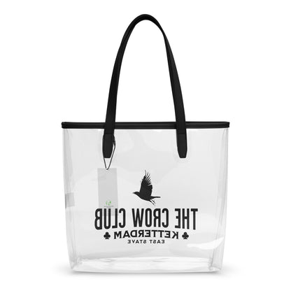 The Crow Club Clear Tote Bag - The Bean Workshop - Book Lover Tote, Bookish Accessory, Canvas Shopper, Fantasy Book Merch, Grishaverse accessory, Kaz Brekker, Ketterdam fan gift, Leigh Bardugo literary merch, Library Bag, Six of Crows book bag for readers, The Crow Club tote bag, The Dregs, Vintage Aesthetic