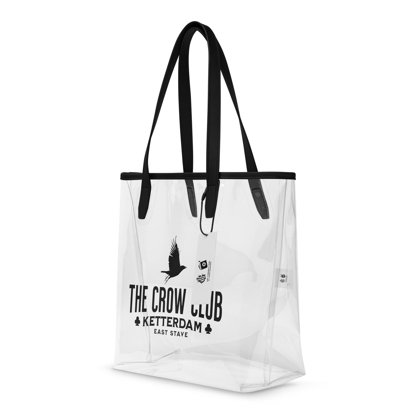 The Crow Club Clear Tote Bag - The Bean Workshop - Book Lover Tote, Bookish Accessory, Canvas Shopper, Fantasy Book Merch, Grishaverse accessory, Kaz Brekker, Ketterdam fan gift, Leigh Bardugo literary merch, Library Bag, Six of Crows book bag for readers, The Crow Club tote bag, The Dregs, Vintage Aesthetic