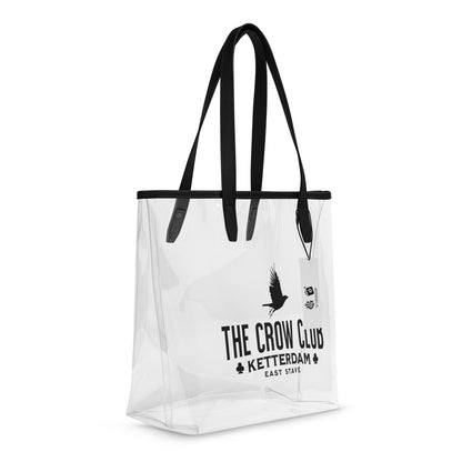 The Crow Club Clear Tote Bag - The Bean Workshop - Book Lover Tote, Bookish Accessory, Canvas Shopper, Fantasy Book Merch, Grishaverse accessory, Kaz Brekker, Ketterdam fan gift, Leigh Bardugo literary merch, Library Bag, Six of Crows book bag for readers, The Crow Club tote bag, The Dregs, Vintage Aesthetic
