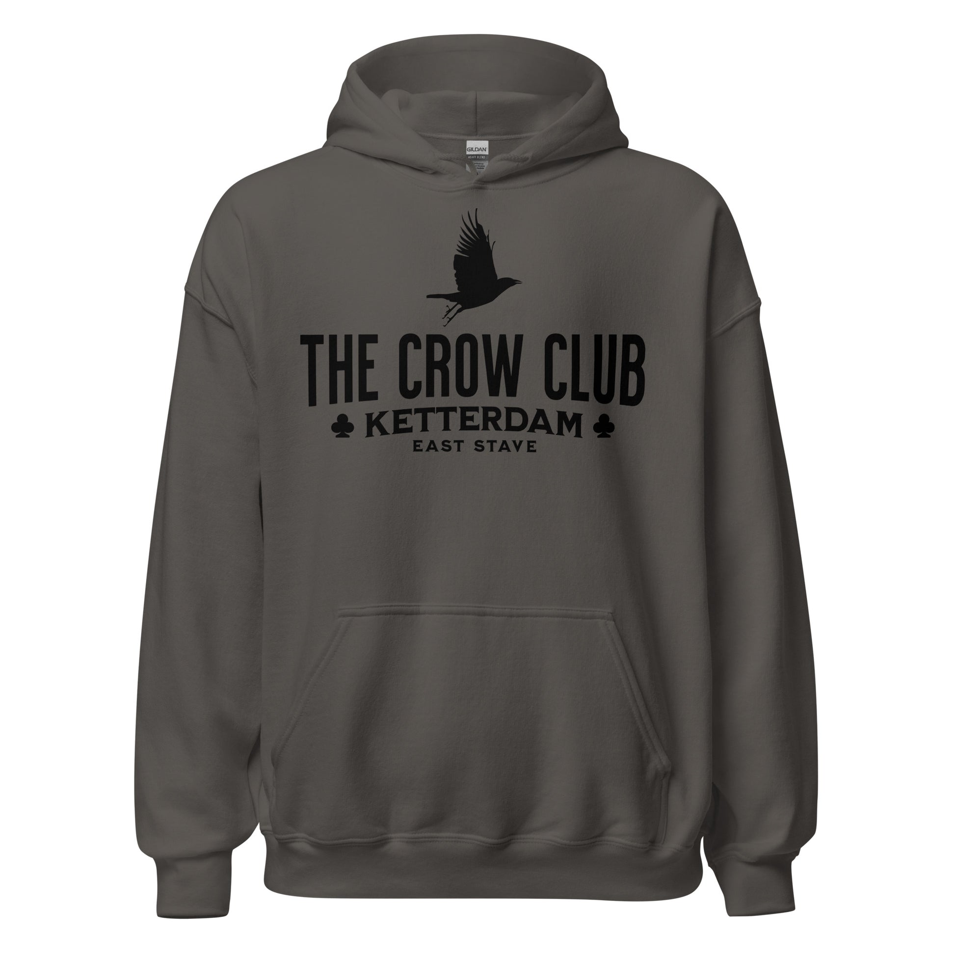 The Crow Club Hoodie - The Bean Workshop - Bookish Hoodie, Bookworm Apparel, Dark Fantasy, East Stave, Fantasy Fan Gift, Grishaverse apparel for readers, Kaz Brekker's crew gift, Ketterdam Merch, Leigh Bardugo bookish apparel, Leigh Bardugo hooded sweatshirt, Literary Streetwear, Six of Crows fan merchandise, The Crow Club hoodie, The Dregs