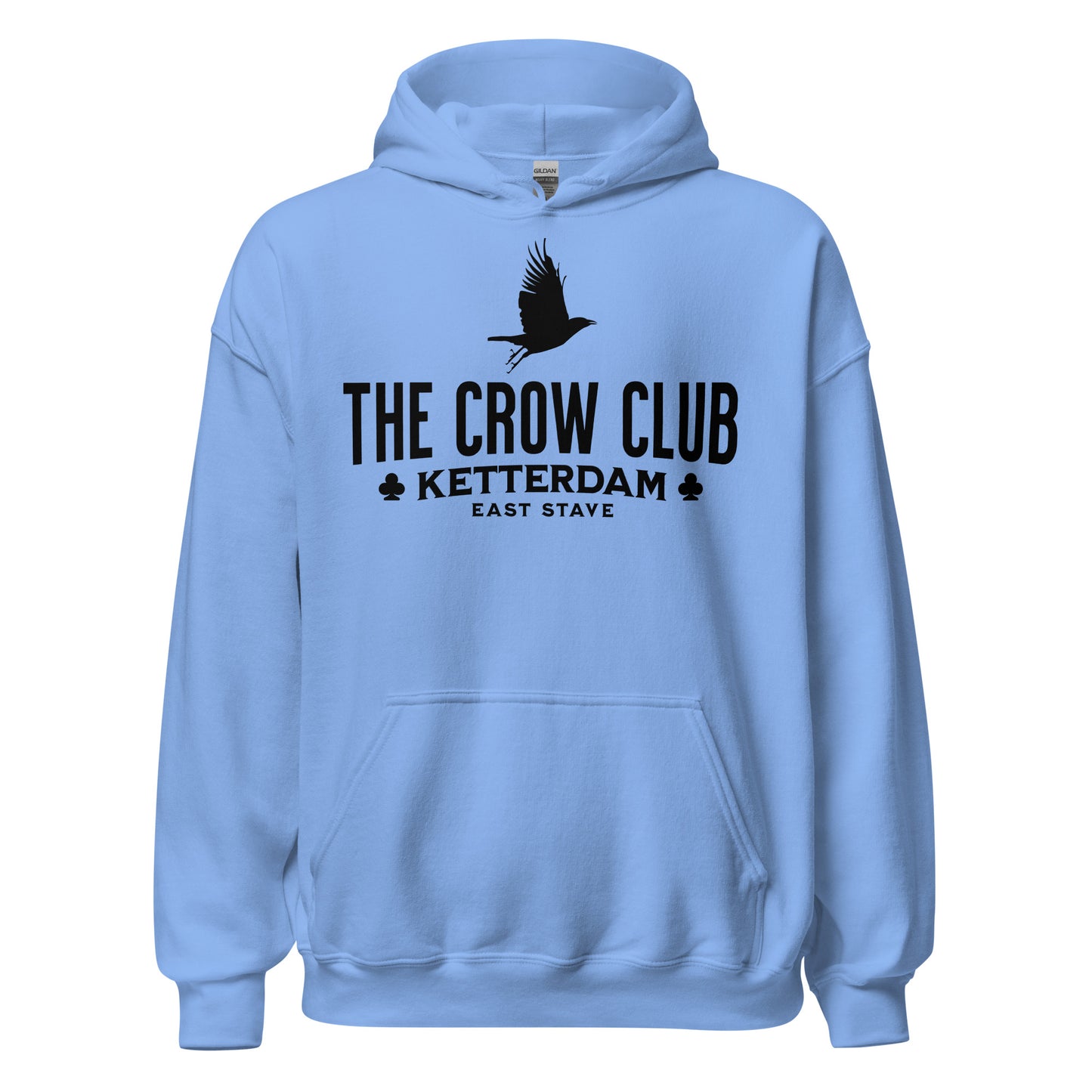 The Crow Club Hoodie - The Bean Workshop - Bookish Hoodie, Bookworm Apparel, Dark Fantasy, East Stave, Fantasy Fan Gift, Grishaverse apparel for readers, Kaz Brekker's crew gift, Ketterdam Merch, Leigh Bardugo bookish apparel, Leigh Bardugo hooded sweatshirt, Literary Streetwear, Six of Crows fan merchandise, The Crow Club hoodie, The Dregs