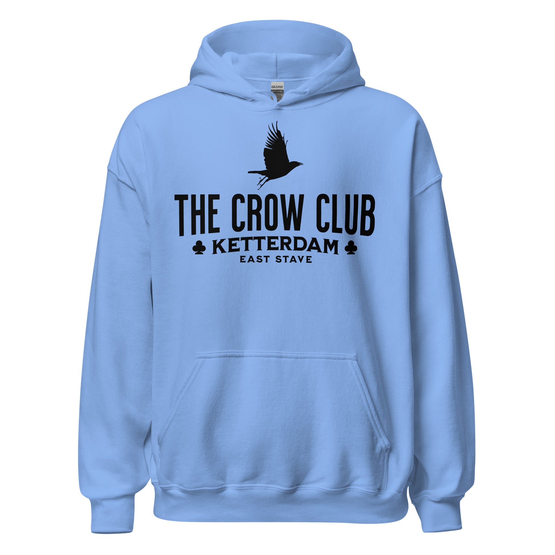 The Crow Club Hoodie - The Bean Workshop - Bookish Hoodie, Bookworm Apparel, Dark Fantasy, East Stave, Fantasy Fan Gift, Grishaverse apparel for readers, Kaz Brekker's crew gift, Ketterdam Merch, Leigh Bardugo bookish apparel, Leigh Bardugo hooded sweatshirt, Literary Streetwear, Six of Crows fan merchandise, The Crow Club hoodie, The Dregs