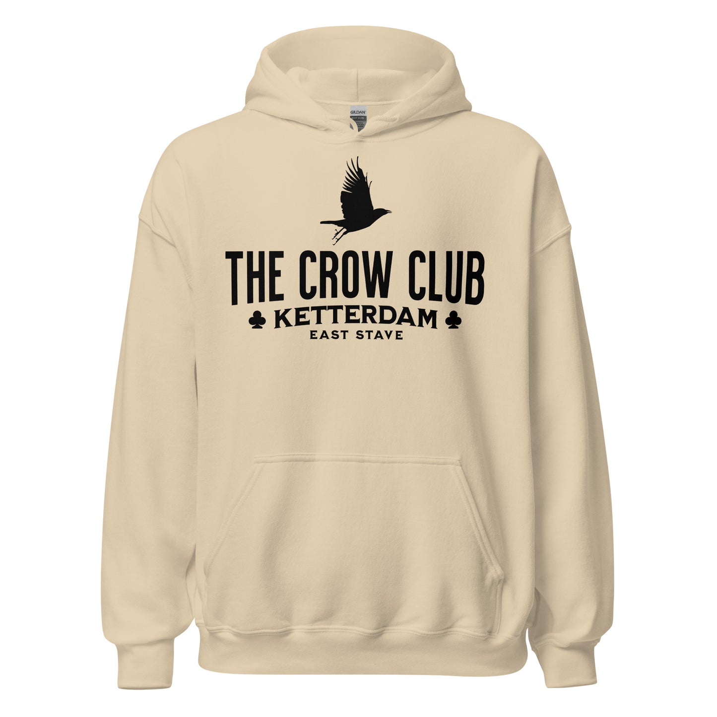 The Crow Club Hoodie - The Bean Workshop - Bookish Hoodie, Bookworm Apparel, Dark Fantasy, East Stave, Fantasy Fan Gift, Grishaverse apparel for readers, Kaz Brekker's crew gift, Ketterdam Merch, Leigh Bardugo bookish apparel, Leigh Bardugo hooded sweatshirt, Literary Streetwear, Six of Crows fan merchandise, The Crow Club hoodie, The Dregs