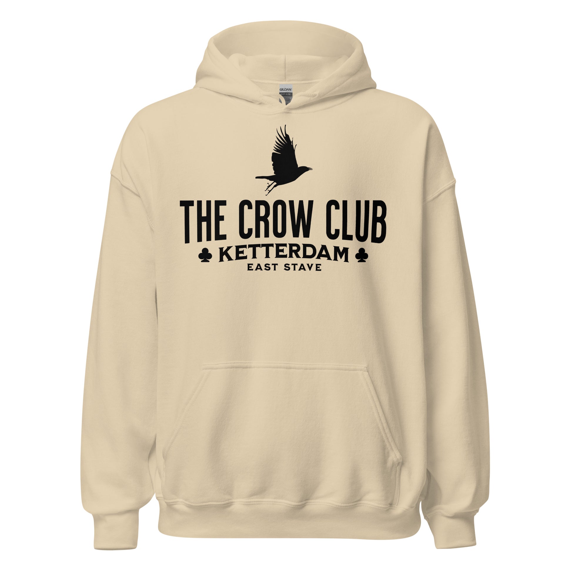 The Crow Club Hoodie - The Bean Workshop - Bookish Hoodie, Bookworm Apparel, Dark Fantasy, East Stave, Fantasy Fan Gift, Grishaverse apparel for readers, Kaz Brekker's crew gift, Ketterdam Merch, Leigh Bardugo bookish apparel, Leigh Bardugo hooded sweatshirt, Literary Streetwear, Six of Crows fan merchandise, The Crow Club hoodie, The Dregs