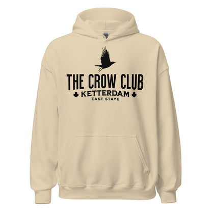 The Crow Club Hoodie - The Bean Workshop - Bookish Hoodie, Bookworm Apparel, Dark Fantasy, East Stave, Fantasy Fan Gift, Grishaverse apparel for readers, Kaz Brekker's crew gift, Ketterdam Merch, Leigh Bardugo bookish apparel, Leigh Bardugo hooded sweatshirt, Literary Streetwear, Six of Crows fan merchandise, The Crow Club hoodie, The Dregs