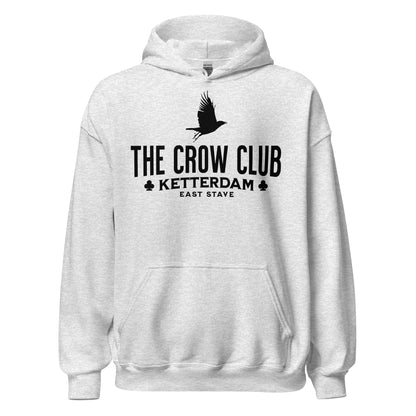 The Crow Club Hoodie - The Bean Workshop - Bookish Hoodie, Bookworm Apparel, Dark Fantasy, East Stave, Fantasy Fan Gift, Grishaverse apparel for readers, Kaz Brekker's crew gift, Ketterdam Merch, Leigh Bardugo bookish apparel, Leigh Bardugo hooded sweatshirt, Literary Streetwear, Six of Crows fan merchandise, The Crow Club hoodie, The Dregs