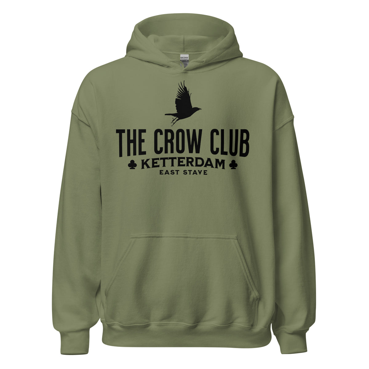 The Crow Club Hoodie - The Bean Workshop - Bookish Hoodie, Bookworm Apparel, Dark Fantasy, East Stave, Fantasy Fan Gift, Grishaverse apparel for readers, Kaz Brekker's crew gift, Ketterdam Merch, Leigh Bardugo bookish apparel, Leigh Bardugo hooded sweatshirt, Literary Streetwear, Six of Crows fan merchandise, The Crow Club hoodie, The Dregs