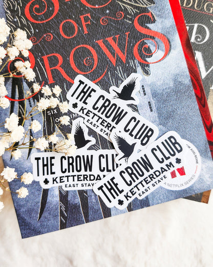 The Crow Club Sticker - The Bean Workshop - book lover gift, Bookish Gift, bookish sticker, Crow Club, die cut sticker, fantasy sticker, Grishaverse, Kaz Brekker, Ketterdam, leigh bardugo, Leigh Bardugo merch, six of crows, Six of Crows merch, sticker