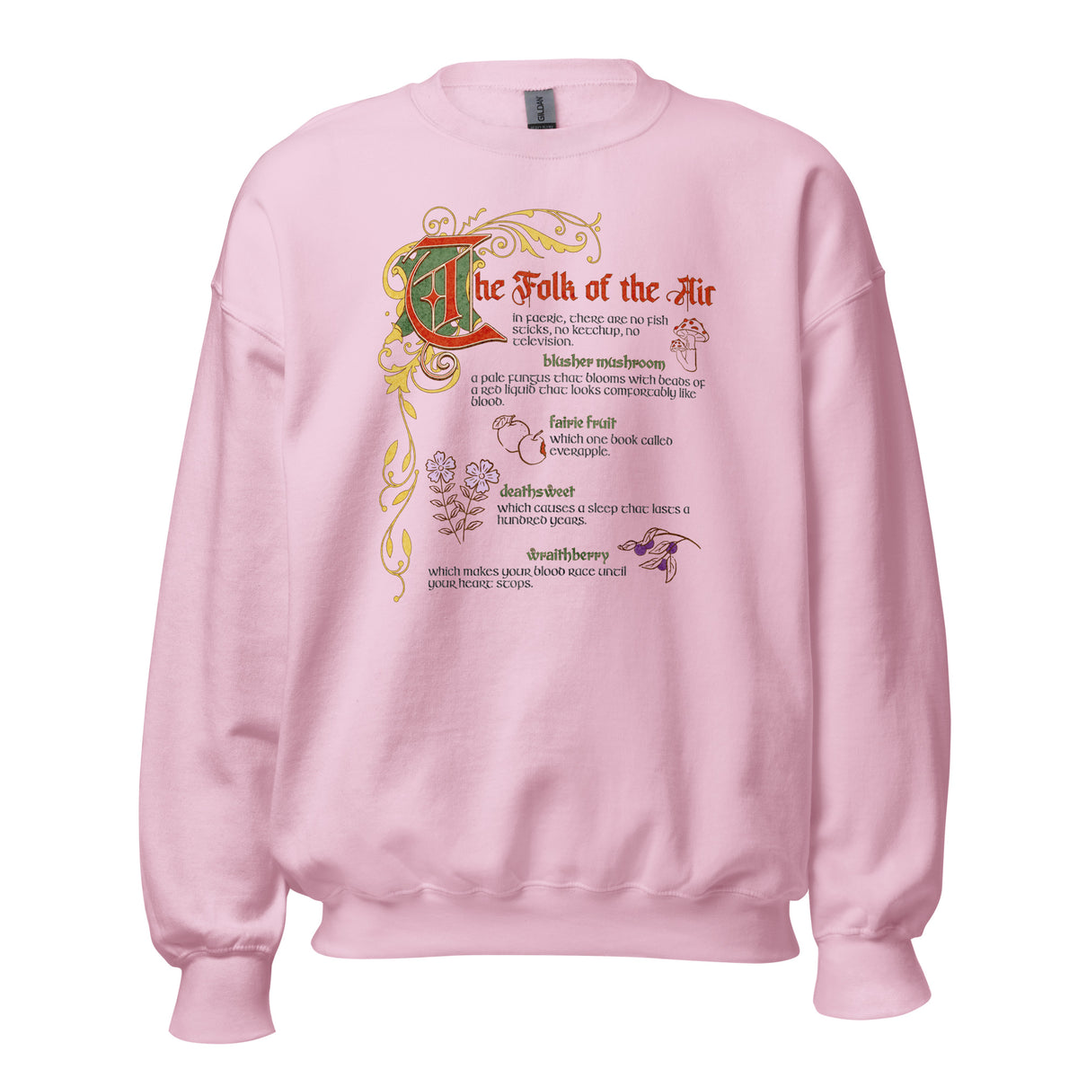 The Folk of the Air Sweatshirt - The Bean Workshop - Bestiary Design, Bookish Sweatshirt, Cardan Greenbriar, Cozy fantasy clothing, Dark Fantasy, Elfhame merch, Faeriecore, Folk of the Air sweater for readers, Goblincore Aesthetic, Holly Black licensed apparel, Jude Duarte, Literary Gift, The Cruel Prince sweatshirt