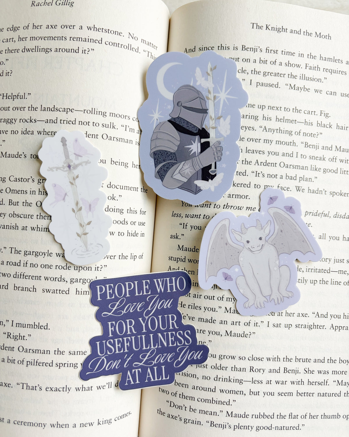 The Knight and the Moth Stickers Bundle of 4 - The Bean Workshop - book lover sticker, Book Lover Sticker for Laptop, book merch, Bookish Gift, Bookish Sticker, Cute Vinyl Sticker, Die Cut Sticker, Fantasy Book Gift, fantasy book sticker, Kindle Sticker for Readers, laptop sticker, Laptop Sticker for Book Lovers, literary sticker, Rachel Gillig, Rachel Gillig Inspired Merch, Rachel Gillig Sticker, sticker, Sticker Bundle, The Knight and the Moth, The Knight and the Moth Sticker, vinyl sticker