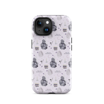 The Knight and The Moth Tough Case for iPhone® - The Bean Workshop - Bookish Phone Case for Fantasy Readers, Cute Bookish Tech Accessory, Fandom Phone Protection, Fantasy Fan Gift, Gift for Book Lovers, Knight and Bartholomew All-Over Print, Lavender Purple Pattern, Rachel Gillig, Reader Phone Case, Shepherd King iPhone Tough Case Fan Merch, The Knight and the Moth, Tough iPhone Case, Whimsical Fantasy Aesthetic