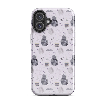 The Knight and The Moth Tough Case for iPhone® - The Bean Workshop - Bookish Phone Case for Fantasy Readers, Cute Bookish Tech Accessory, Fandom Phone Protection, Fantasy Fan Gift, Gift for Book Lovers, Knight and Bartholomew All-Over Print, Lavender Purple Pattern, Rachel Gillig, Reader Phone Case, Shepherd King iPhone Tough Case Fan Merch, The Knight and the Moth, Tough iPhone Case, Whimsical Fantasy Aesthetic