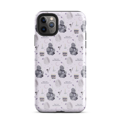 The Knight and The Moth Tough Case for iPhone® - The Bean Workshop - Bookish Phone Case for Fantasy Readers, Cute Bookish Tech Accessory, Fandom Phone Protection, Fantasy Fan Gift, Gift for Book Lovers, Knight and Bartholomew All-Over Print, Lavender Purple Pattern, Rachel Gillig, Reader Phone Case, Shepherd King iPhone Tough Case Fan Merch, The Knight and the Moth, Tough iPhone Case, Whimsical Fantasy Aesthetic