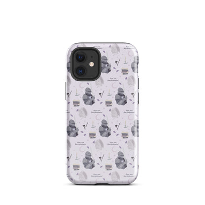 The Knight and The Moth Tough Case for iPhone® - The Bean Workshop - Bookish Phone Case for Fantasy Readers, Cute Bookish Tech Accessory, Fandom Phone Protection, Fantasy Fan Gift, Gift for Book Lovers, Knight and Bartholomew All-Over Print, Lavender Purple Pattern, Rachel Gillig, Reader Phone Case, Shepherd King iPhone Tough Case Fan Merch, The Knight and the Moth, Tough iPhone Case, Whimsical Fantasy Aesthetic