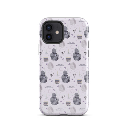 The Knight and The Moth Tough Case for iPhone® - The Bean Workshop - Bookish Phone Case for Fantasy Readers, Cute Bookish Tech Accessory, Fandom Phone Protection, Fantasy Fan Gift, Gift for Book Lovers, Knight and Bartholomew All-Over Print, Lavender Purple Pattern, Rachel Gillig, Reader Phone Case, Shepherd King iPhone Tough Case Fan Merch, The Knight and the Moth, Tough iPhone Case, Whimsical Fantasy Aesthetic