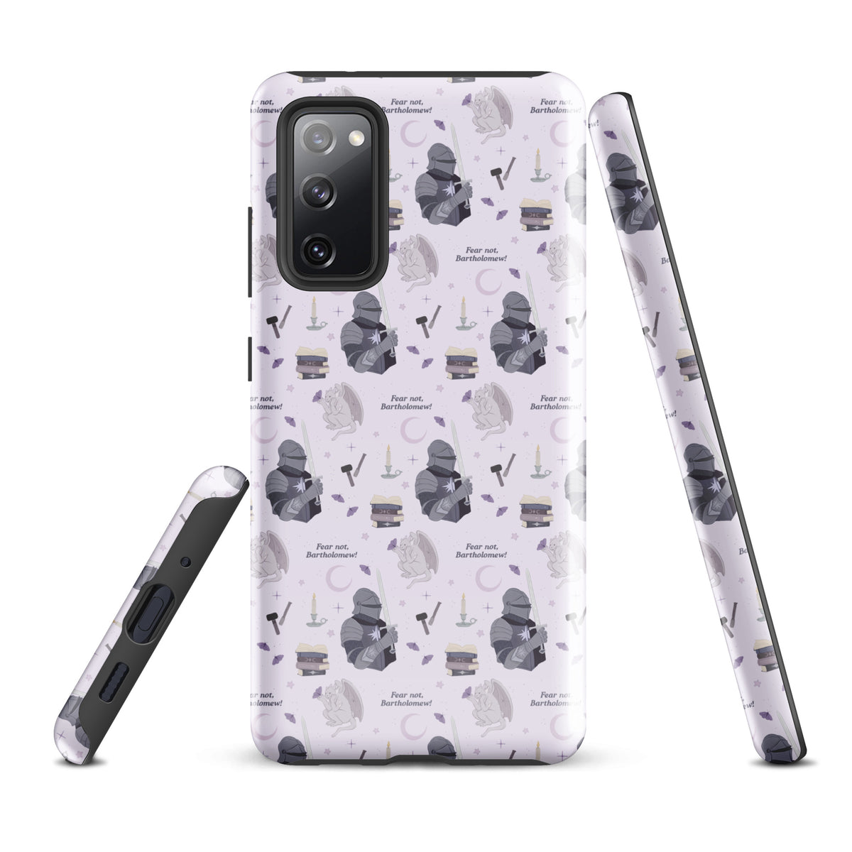 The Knight and The Moth Tough case for Samsung® - The Bean Workshop - Bookish Phone Case for Fantasy Readers, Cute Bookish Tech Accessory, Fandom Phone Protection, Fantasy Fan Gift, Gift for Book Lovers, Knight and Bartholomew All-Over Print, Lavender Purple Fantasy Pattern, Rachel Gillig, Reader Phone Case, Shepherd King Samsung Tough Case Fan Merch, The Knight and the Moth, Tough Samsung Case, Whimsical Fantasy Aesthetic