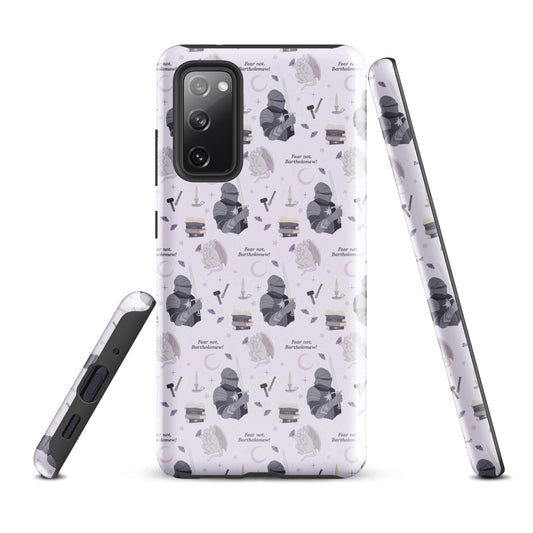 The Knight and The Moth Tough case for Samsung® - The Bean Workshop - Bookish Phone Case for Fantasy Readers, Cute Bookish Tech Accessory, Fandom Phone Protection, Fantasy Fan Gift, Gift for Book Lovers, Knight and Bartholomew All-Over Print, Lavender Purple Fantasy Pattern, Rachel Gillig, Reader Phone Case, Shepherd King Samsung Tough Case Fan Merch, The Knight and the Moth, Tough Samsung Case, Whimsical Fantasy Aesthetic