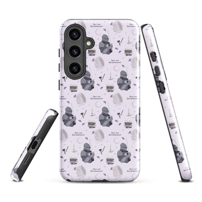 The Knight and The Moth Tough case for Samsung® - The Bean Workshop - Bookish Phone Case for Fantasy Readers, Cute Bookish Tech Accessory, Fandom Phone Protection, Fantasy Fan Gift, Gift for Book Lovers, Knight and Bartholomew All-Over Print, Lavender Purple Fantasy Pattern, Rachel Gillig, Reader Phone Case, Shepherd King Samsung Tough Case Fan Merch, The Knight and the Moth, Tough Samsung Case, Whimsical Fantasy Aesthetic