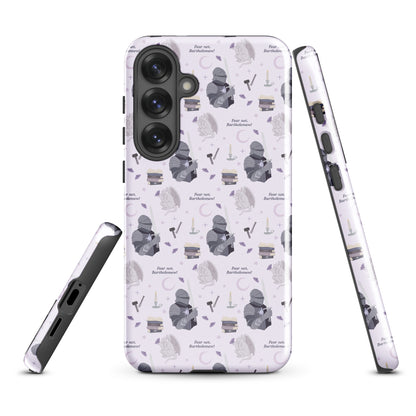 The Knight and The Moth Tough case for Samsung® - The Bean Workshop - Bookish Phone Case for Fantasy Readers, Cute Bookish Tech Accessory, Fandom Phone Protection, Fantasy Fan Gift, Gift for Book Lovers, Knight and Bartholomew All-Over Print, Lavender Purple Fantasy Pattern, Rachel Gillig, Reader Phone Case, Shepherd King Samsung Tough Case Fan Merch, The Knight and the Moth, Tough Samsung Case, Whimsical Fantasy Aesthetic