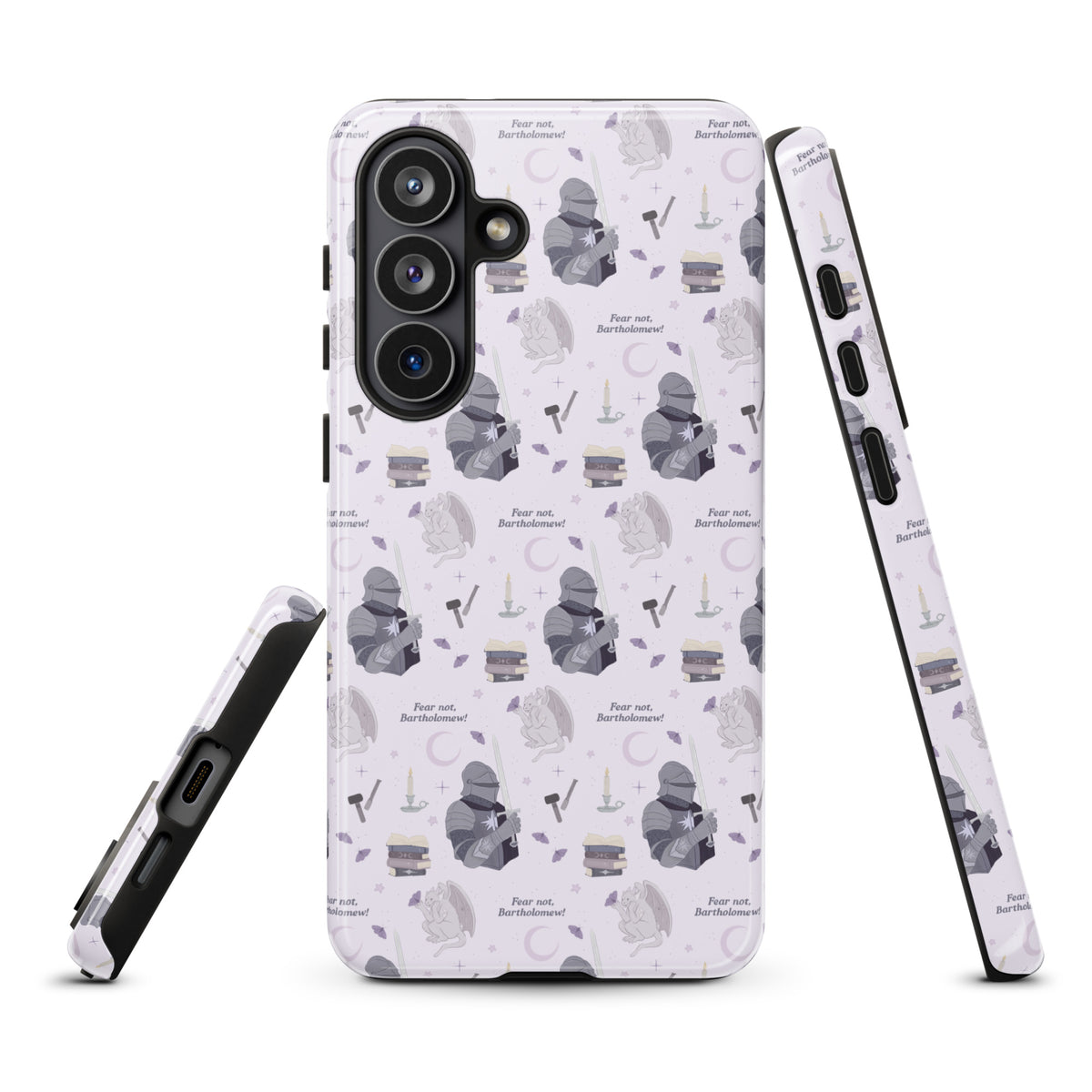 The Knight and The Moth Tough case for Samsung® - The Bean Workshop - Bookish Phone Case for Fantasy Readers, Cute Bookish Tech Accessory, Fandom Phone Protection, Fantasy Fan Gift, Gift for Book Lovers, Knight and Bartholomew All-Over Print, Lavender Purple Fantasy Pattern, Rachel Gillig, Reader Phone Case, Shepherd King Samsung Tough Case Fan Merch, The Knight and the Moth, Tough Samsung Case, Whimsical Fantasy Aesthetic