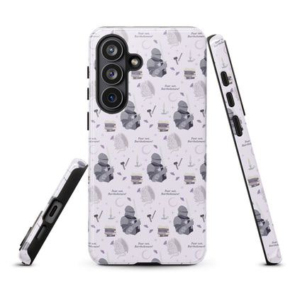 The Knight and The Moth Tough case for Samsung® - The Bean Workshop - Bookish Phone Case for Fantasy Readers, Cute Bookish Tech Accessory, Fandom Phone Protection, Fantasy Fan Gift, Gift for Book Lovers, Knight and Bartholomew All-Over Print, Lavender Purple Fantasy Pattern, Rachel Gillig, Reader Phone Case, Shepherd King Samsung Tough Case Fan Merch, The Knight and the Moth, Tough Samsung Case, Whimsical Fantasy Aesthetic