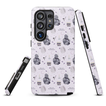The Knight and The Moth Tough case for Samsung® - The Bean Workshop - Bookish Phone Case for Fantasy Readers, Cute Bookish Tech Accessory, Fandom Phone Protection, Fantasy Fan Gift, Gift for Book Lovers, Knight and Bartholomew All-Over Print, Lavender Purple Fantasy Pattern, Rachel Gillig, Reader Phone Case, Shepherd King Samsung Tough Case Fan Merch, The Knight and the Moth, Tough Samsung Case, Whimsical Fantasy Aesthetic