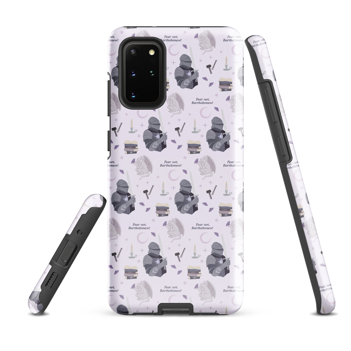 The Knight and The Moth Tough case for Samsung® - The Bean Workshop - Bookish Phone Case for Fantasy Readers, Cute Bookish Tech Accessory, Fandom Phone Protection, Fantasy Fan Gift, Gift for Book Lovers, Knight and Bartholomew All-Over Print, Lavender Purple Fantasy Pattern, Rachel Gillig, Reader Phone Case, Shepherd King Samsung Tough Case Fan Merch, The Knight and the Moth, Tough Samsung Case, Whimsical Fantasy Aesthetic