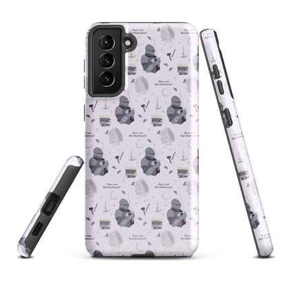 The Knight and The Moth Tough case for Samsung® - The Bean Workshop - Bookish Phone Case for Fantasy Readers, Cute Bookish Tech Accessory, Fandom Phone Protection, Fantasy Fan Gift, Gift for Book Lovers, Knight and Bartholomew All-Over Print, Lavender Purple Fantasy Pattern, Rachel Gillig, Reader Phone Case, Shepherd King Samsung Tough Case Fan Merch, The Knight and the Moth, Tough Samsung Case, Whimsical Fantasy Aesthetic