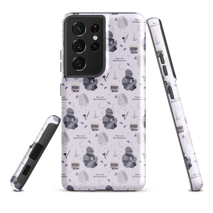 The Knight and The Moth Tough case for Samsung® - The Bean Workshop - Bookish Phone Case for Fantasy Readers, Cute Bookish Tech Accessory, Fandom Phone Protection, Fantasy Fan Gift, Gift for Book Lovers, Knight and Bartholomew All-Over Print, Lavender Purple Fantasy Pattern, Rachel Gillig, Reader Phone Case, Shepherd King Samsung Tough Case Fan Merch, The Knight and the Moth, Tough Samsung Case, Whimsical Fantasy Aesthetic