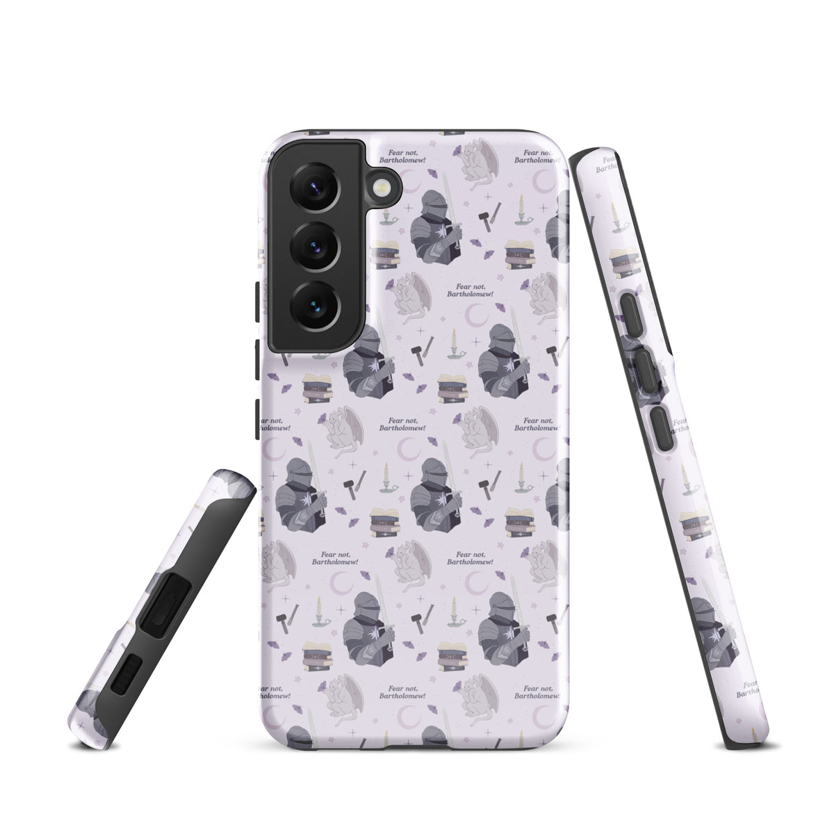 The Knight and The Moth Tough case for Samsung® - The Bean Workshop - Bookish Phone Case for Fantasy Readers, Cute Bookish Tech Accessory, Fandom Phone Protection, Fantasy Fan Gift, Gift for Book Lovers, Knight and Bartholomew All-Over Print, Lavender Purple Fantasy Pattern, Rachel Gillig, Reader Phone Case, Shepherd King Samsung Tough Case Fan Merch, The Knight and the Moth, Tough Samsung Case, Whimsical Fantasy Aesthetic