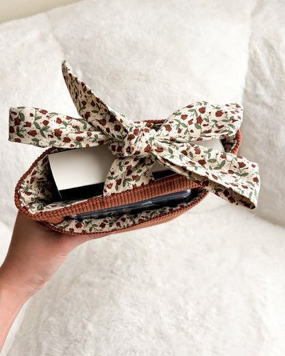 The Life of A Reader Embroidered Corduroy Book Sleeve with Bow Knot - The Bean Workshop - book cover, book girlie, book sleeve, bookish, corduroy book sleeve, embroidered book sleeve, gift for book lovers, kindle sleeve