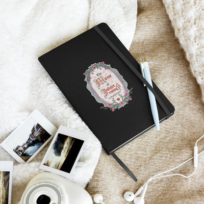 The Mirror of Infinite Endings Hardcover Notebook - The Bean Workshop - Book Club Notes, Fairytale Cross-Stitch, Gothic Lettering, Hardcover Notebook, Once Upon a Broken Heart, Once Upon a Broken Heart Fan Gift, Ornate Mirror Frame Illustration, Pink Teal and Gold Florals, Reading Journal, Romantic Gothic Florals, Stephanie Garber, The Mirror of Infinite Endings, The Mirror of Infinite Endings Hardcover Notebook for Book Lovers