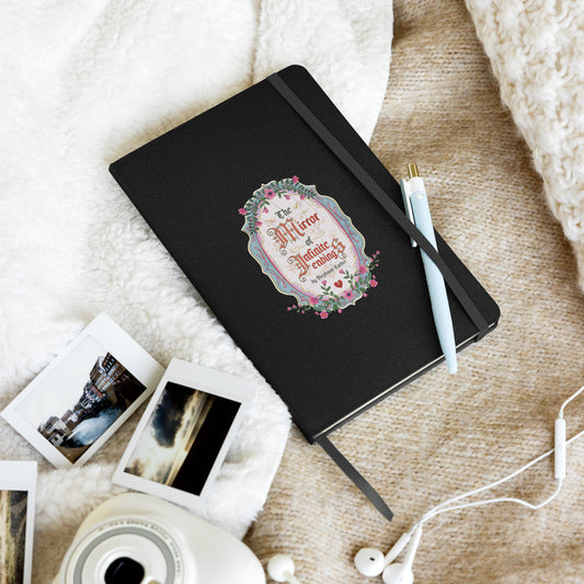 The Mirror of Infinite Endings Hardcover Notebook - The Bean Workshop - Book Club Notes, Fairytale Cross-Stitch, Gothic Lettering, Hardcover Notebook, Once Upon a Broken Heart, Once Upon a Broken Heart Fan Gift, Ornate Mirror Frame Illustration, Pink Teal and Gold Florals, Reading Journal, Romantic Gothic Florals, Stephanie Garber, The Mirror of Infinite Endings, The Mirror of Infinite Endings Hardcover Notebook for Book Lovers