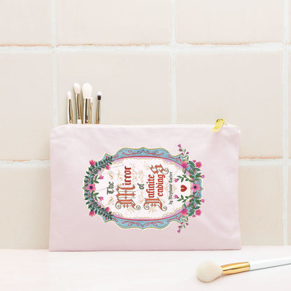 The Mirror of Infinite Endings Kindle Bag - The Bean Workshop - E-Reader Protection, Fairytale Cross-Stitch, Gothic Lettering, Once Upon a Broken Heart Fan Gift, Ornate Mirror Frame Illustration, Pink Teal and Gold Florals, Romantic Gothic Florals, The Mirror of Infinite Endings, The Mirror of Infinite Endings Kindle Sleeve for Book Lovers, Travel Reading Essential