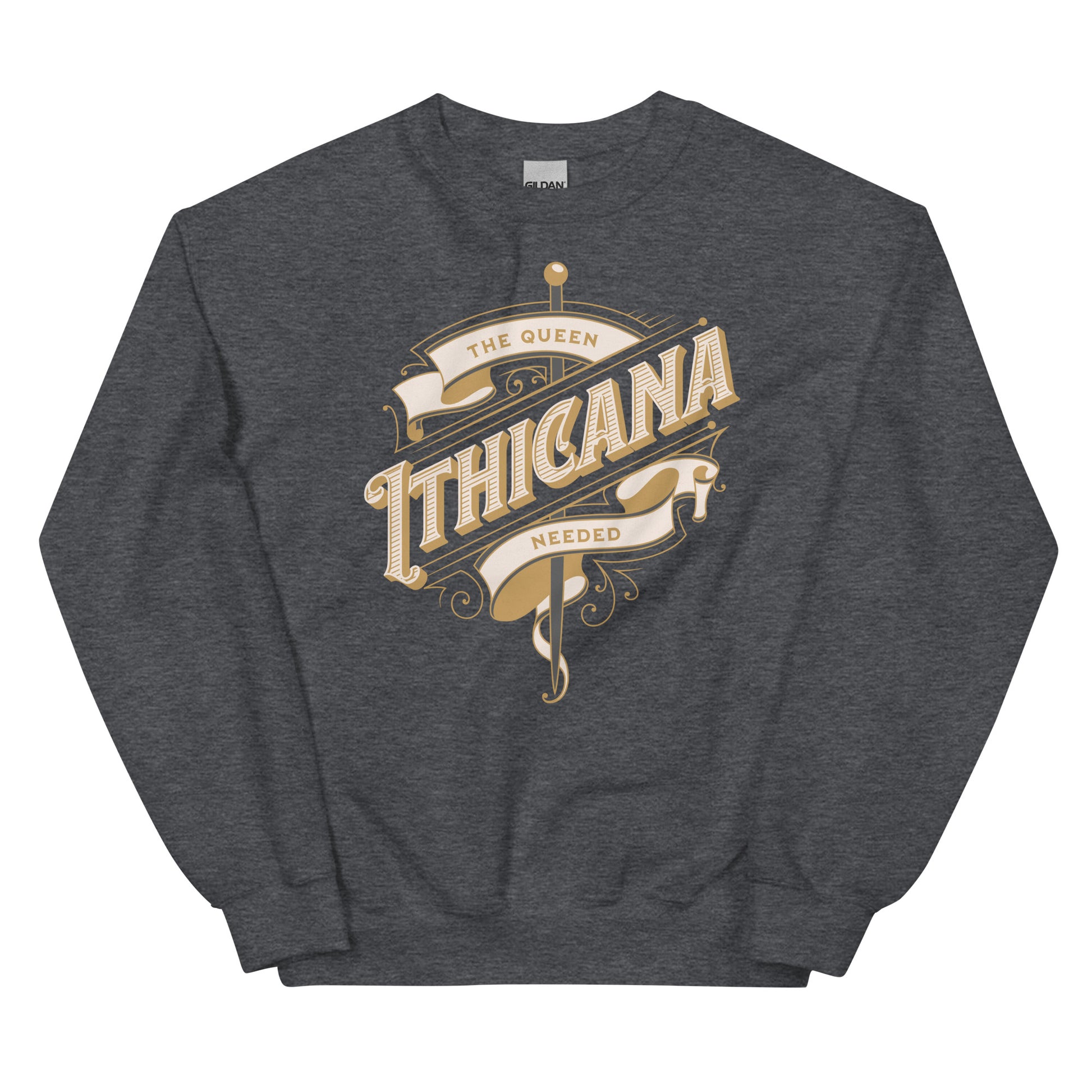 The Queen Ithicana Sweatshirt - The Bean Workshop - Bookish aesthetic, Bookish Fashion, Danielle L. Jensen, Lara Veliant, Queen Ithicana, sweater, sweatshirt, The Brigde Kingdom