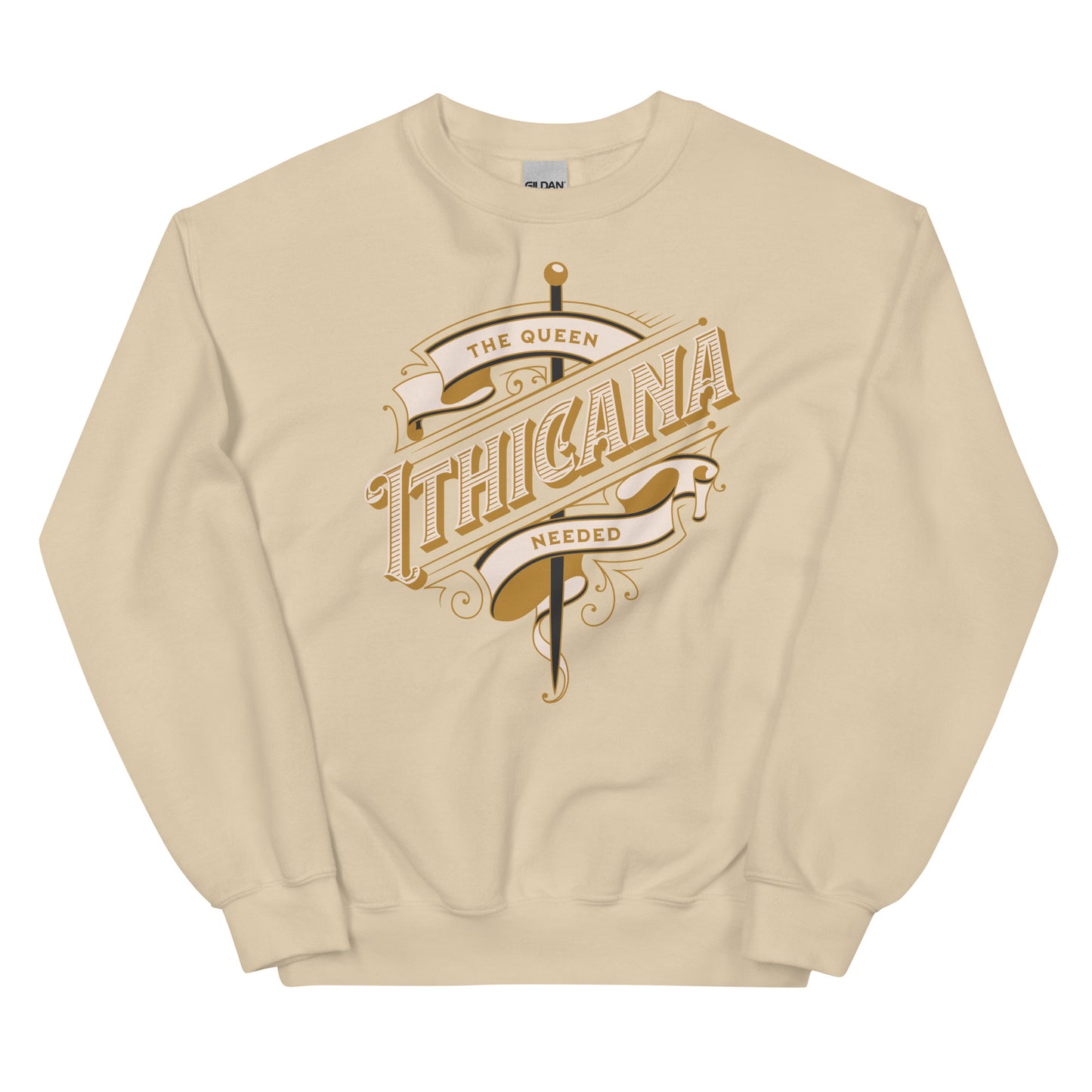 The Queen Ithicana Sweatshirt - The Bean Workshop - Bookish aesthetic, Bookish Fashion, Danielle L. Jensen, Lara Veliant, Queen Ithicana, sweater, sweatshirt, The Brigde Kingdom