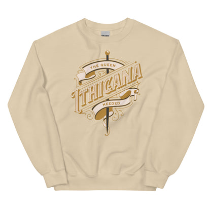 The Queen Ithicana Sweatshirt - The Bean Workshop - Bookish aesthetic, Bookish Fashion, Danielle L. Jensen, Lara Veliant, Queen Ithicana, sweater, sweatshirt, The Brigde Kingdom