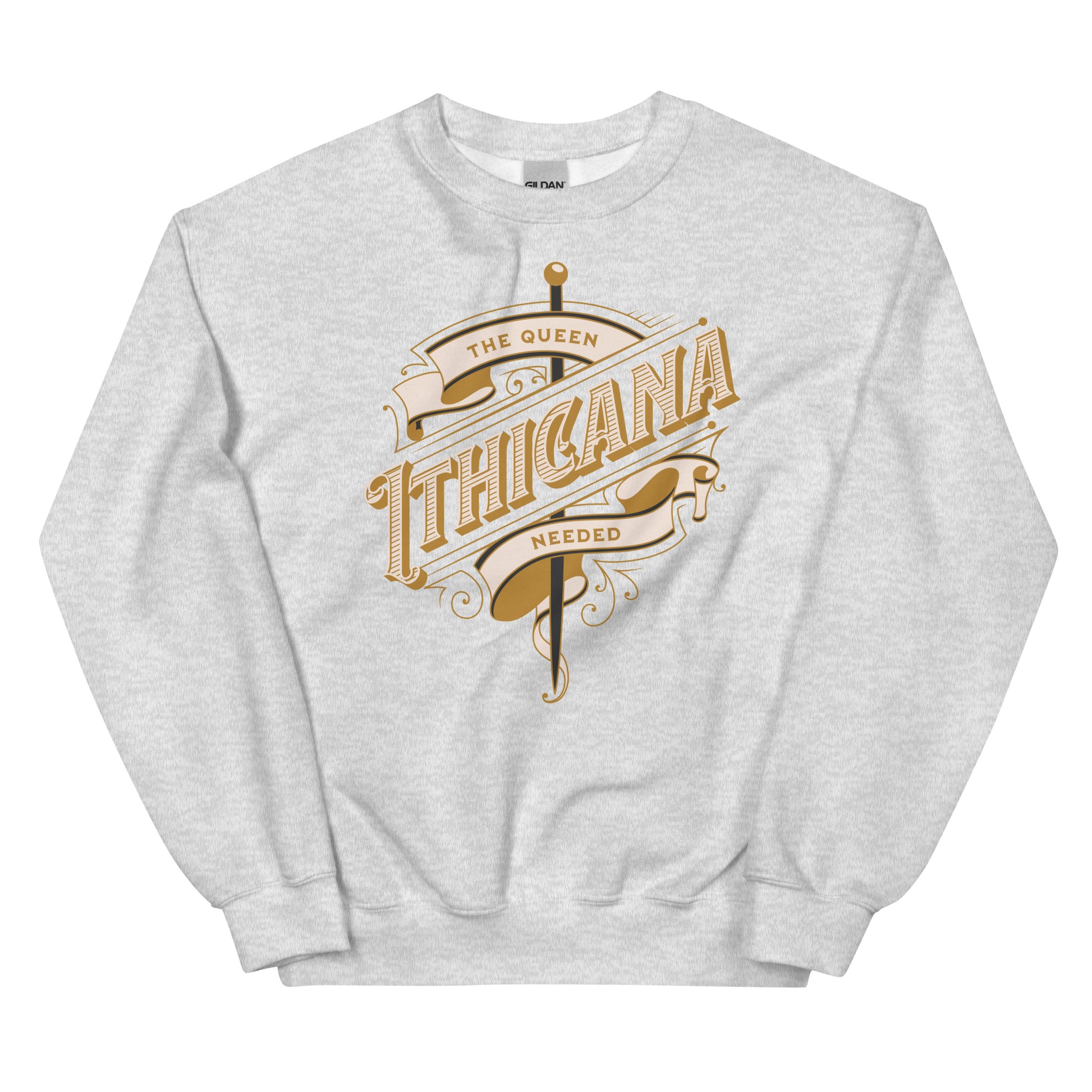 The Queen Ithicana Sweatshirt - The Bean Workshop - Bookish aesthetic, Bookish Fashion, Danielle L. Jensen, Lara Veliant, Queen Ithicana, sweater, sweatshirt, The Brigde Kingdom