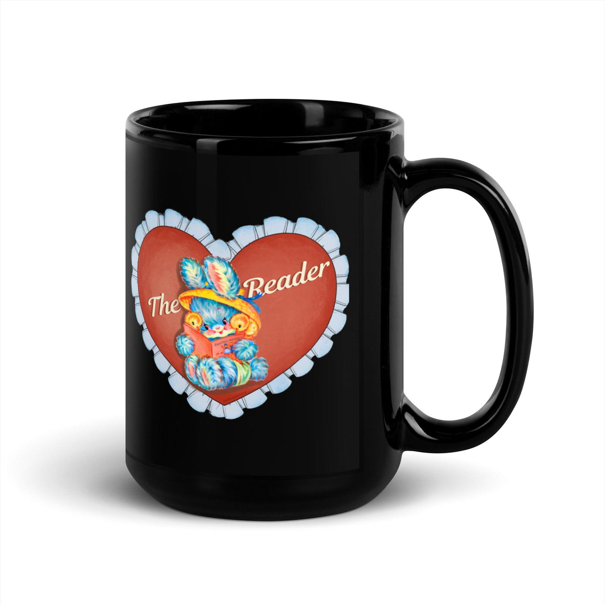 The Reader Black Glossy Mug - The Bean Workshop - black mug, book lover, bookish gift, ceramic mug, coffee mug, mug, read everyday, the reader, valentine, Valentine's Day Picks