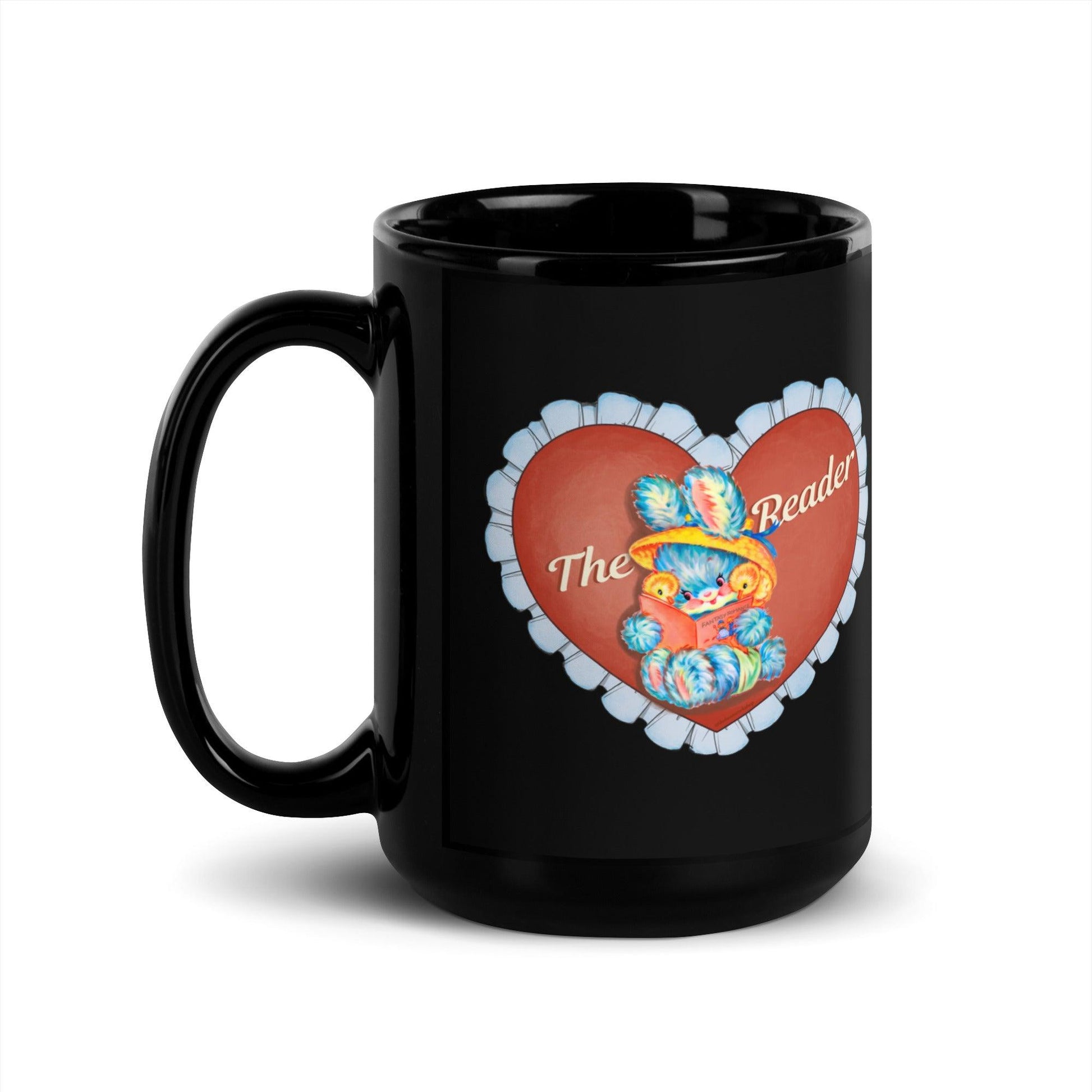 The Reader Black Glossy Mug - The Bean Workshop - black mug, book lover, bookish gift, ceramic mug, coffee mug, mug, read everyday, the reader, valentine, Valentine's Day Picks